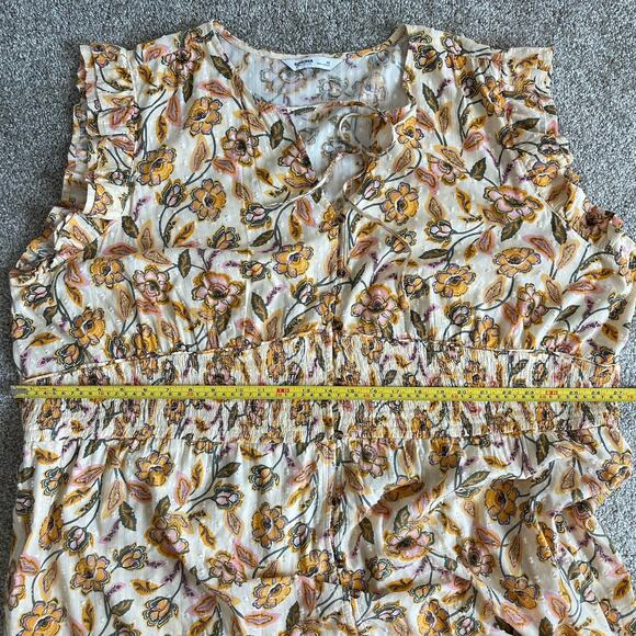 Sonoma Plus Size 4X Floral Maxi Dress Button Front Smocked Waist Swiss Dot - Picture 12 of 15